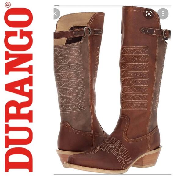 Durango Crush Vintage Brown Belted Collar Western Cowboy Boot DRD02038